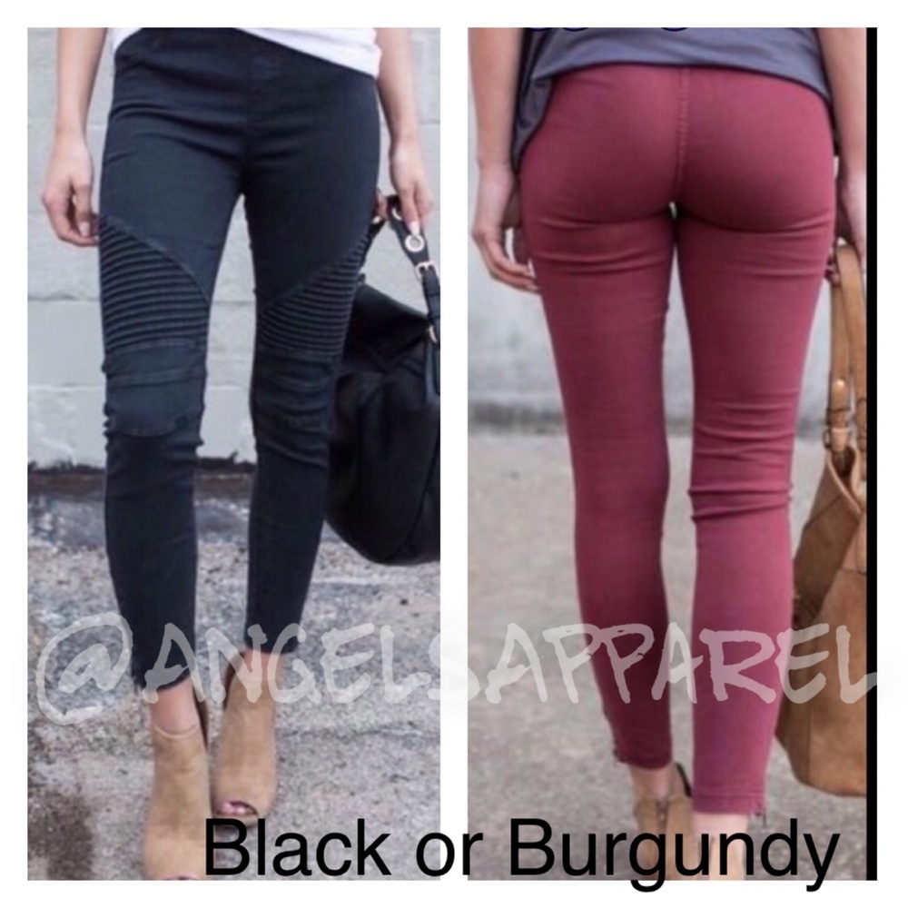 𝗠𝗼𝘁𝗼 𝗝𝗲𝗴𝗴𝗶𝗻𝗴𝘀 ~ with Ankle Zippers
AVAIL. COLORS~ BLACK, BURGUNDY, PINK, WHITE - Picture 1 of 8